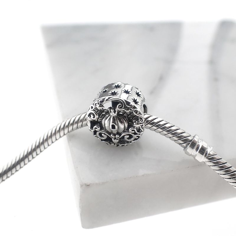Image 2 of Pandora x Disney charm; Silver; Open Cinderella Midnight Pumpkin