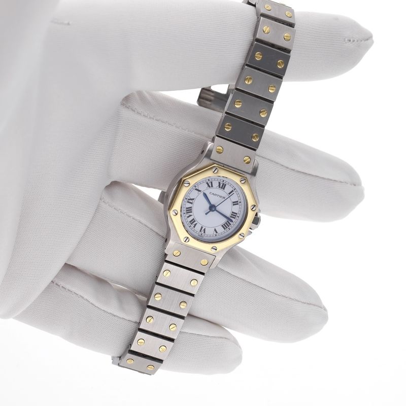 Image 7 of Cartier Santos Octagon Automatic 0907; 18k gold/steel women's watch
