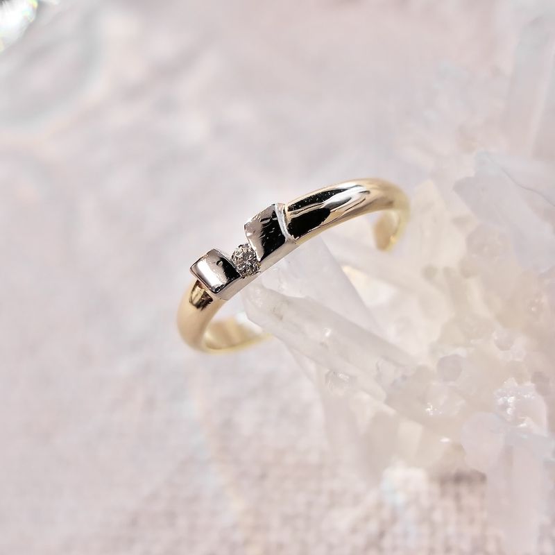 Image 8 of Two-tone gold ring with diamond