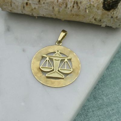 Gold zodiac sign pendant; Libra Image 2 of Gold zodiac sign pendant; Libra