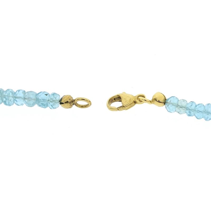 Image 4 of Light blue topaz bead necklace with gold clasp