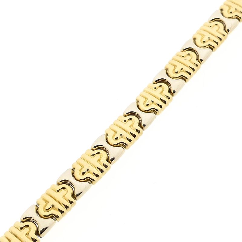 Image 9 of Bicolor Gold Bracelet with Fantasy Links; 18 Karat; 20 cm