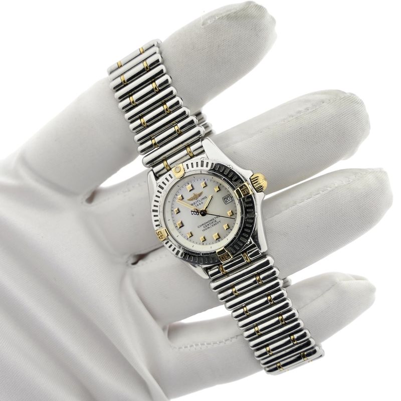 Image 11 of Breitling Callistino 'Mother of Pearl' B72345; 18k gold/steel women's watch