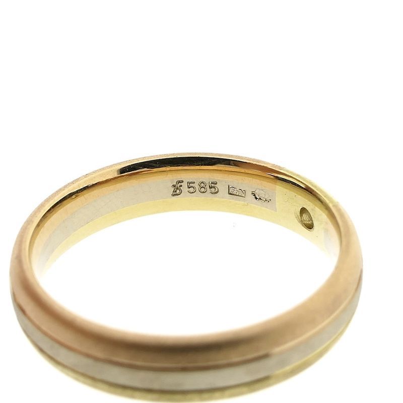 Image 3 of Tricolor gold matte ring with diamond; 0.03 ct.