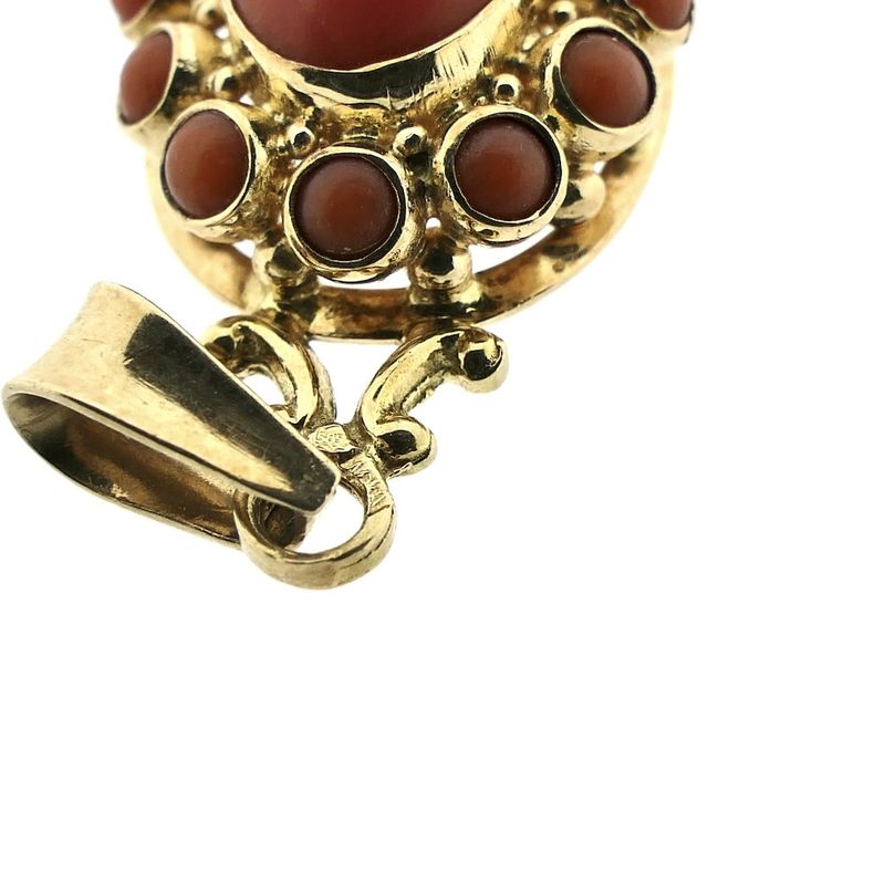 Image 7 of Antique gold pendant with blood coral