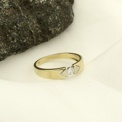 Image 2 of Two-tone gold ring with diamond; 0.06 ct.