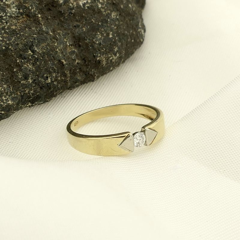 Image 2 of Two-tone gold ring with diamond; 0.06 ct.