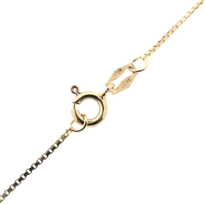 Image 7 of Gold necklace with a fixed tricolor pendant and zirconia.