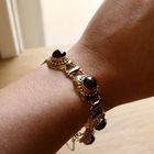 Afbeelding 12 van Antiek gouden bootjes armband met granaat | 18,5 cm