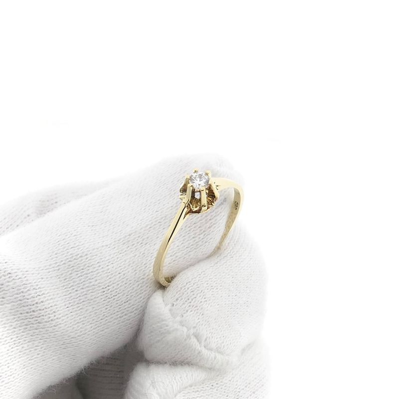Image 9 of Gold solitaire ring with zirconia