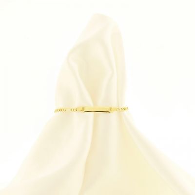 Afbeelding 1 van Gouden Figaroschakel kinderarmband met graveerplaatje | 13 – 16 cm