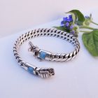 Image 2 of Silver Buddha to Buddha bracelet with turquoise; Ben XS | 18 cm