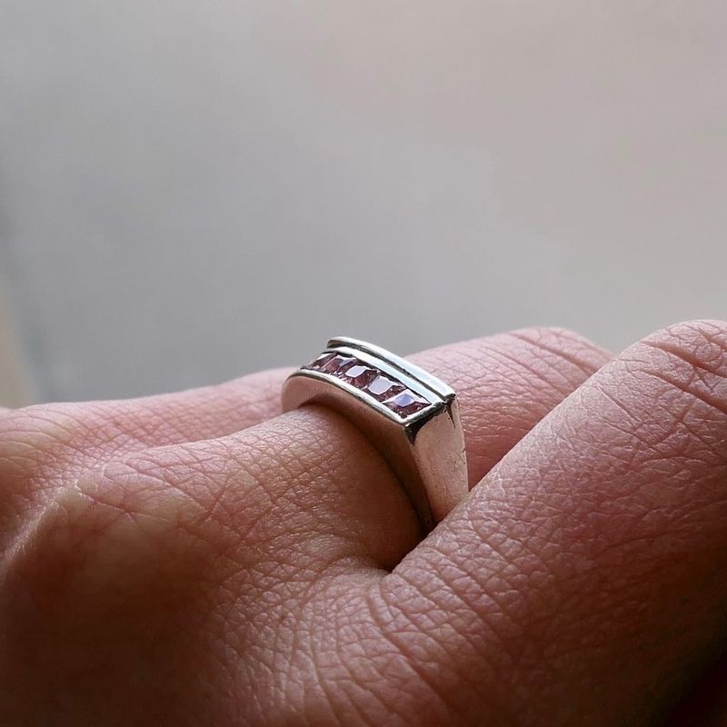 Image 7 of Silver Ring with Pink Zirconia