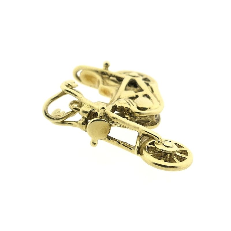 Image 7 of Gold motorcycle pendant | Chopper