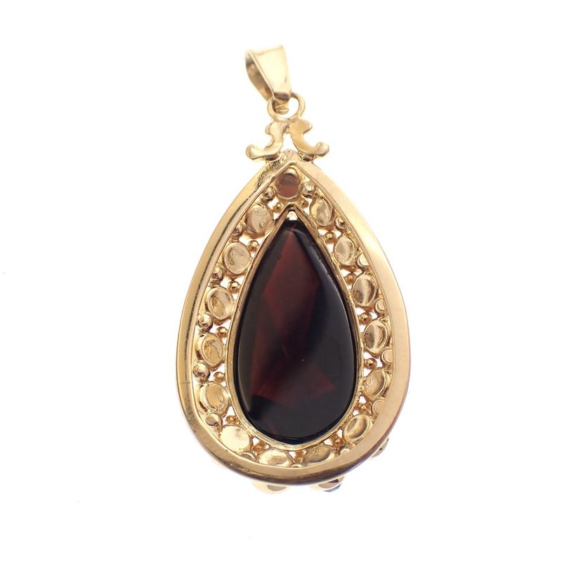 Image 3 of Vintage gold entourage pendant with garnet stones