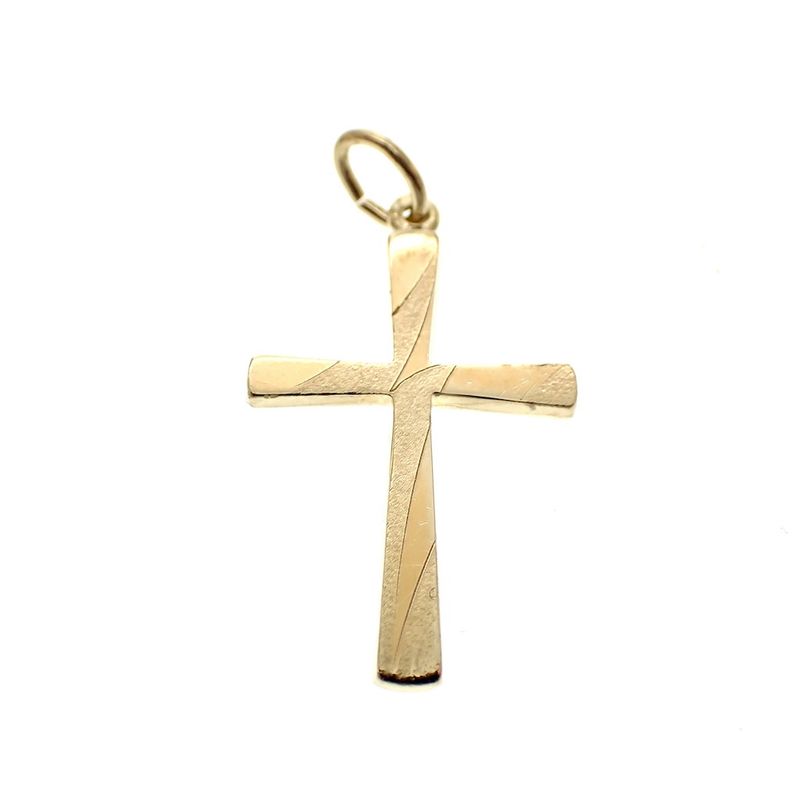 Image 1 of Gold pendant of a cross; Partly matted