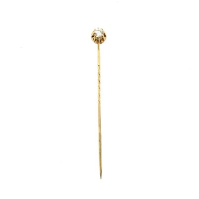 Image 1 of Gold lapel pin, tie pin with rose-cut diamond | 0.14 ct.