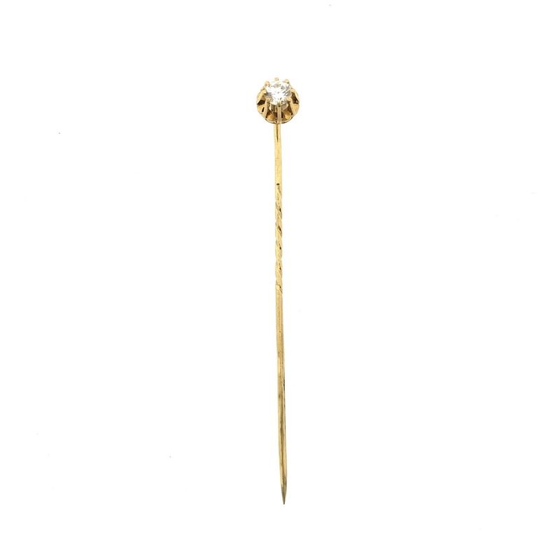 Image 1 of Gold lapel pin, tie pin with rose-cut diamond | 0.14 ct.