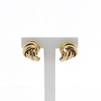 Gold semicircular stud earrings