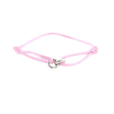 Image 1 of Forever Knots® Handmade Pink Satin Bracelet with Silver Chain