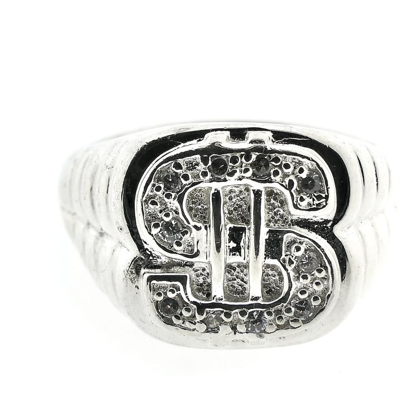 Image 5 of Silver men's ring with dollar sign