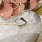 Image 2 of Gold anchor link necklace with a fixed pendant; four-leaf clover | 41.5 cm