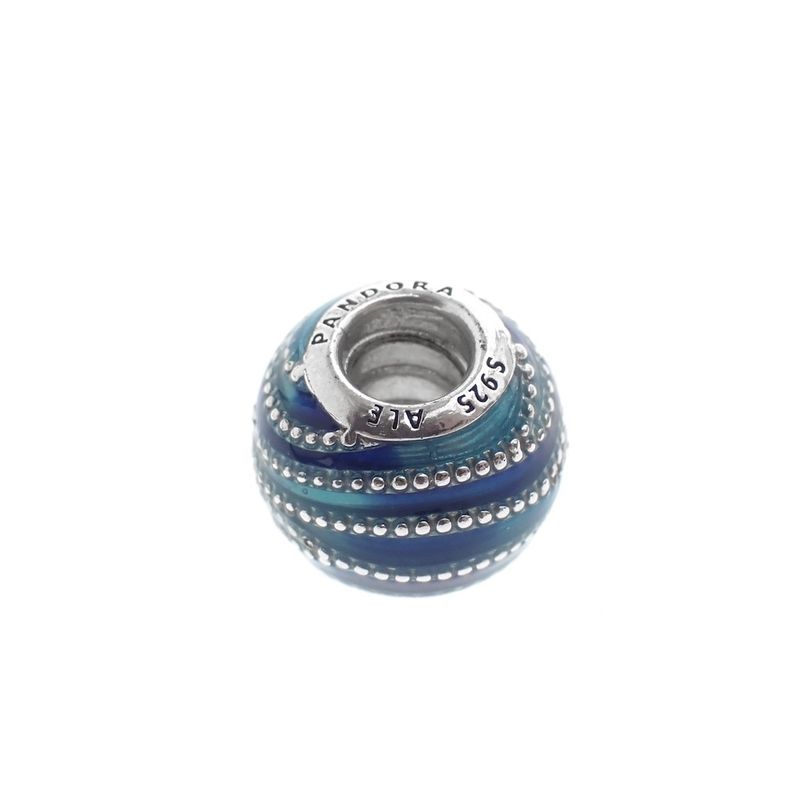 Image 5 of Pandora Moments charm; Silver; Blue Wave