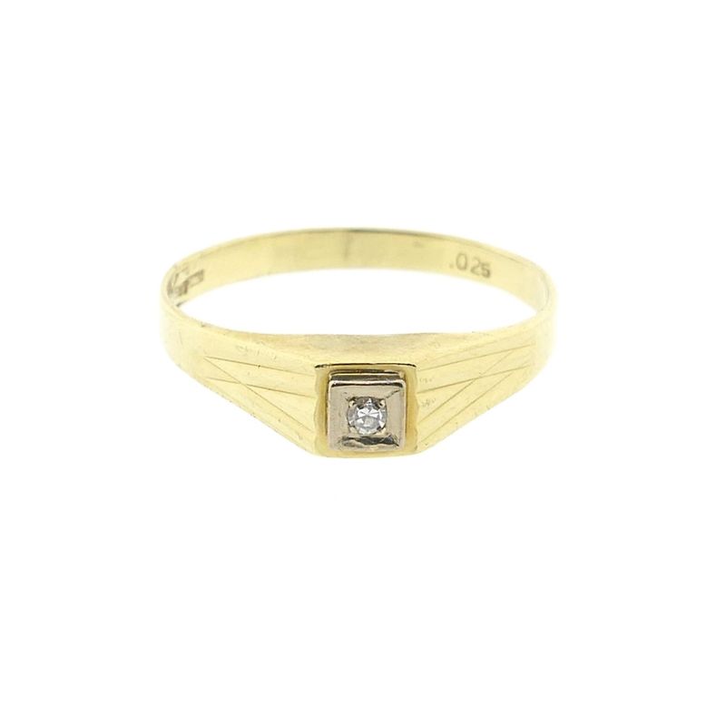 Image 3 of Gold solitaire ring with diamond; 0.025 ct.