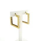 Image 3 of Gold square earrings with zirconia