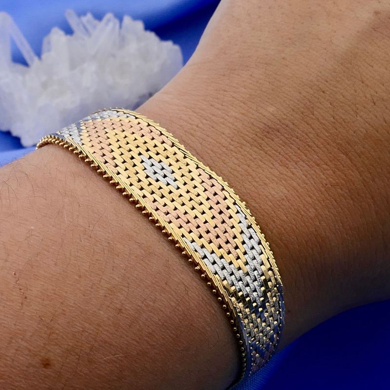 Image 8 of Vintage Tricolor Gold Panther Link Bracelet