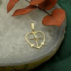 Image 2 of Gold pendant; Faith, hope, and love with diamond | 0.01 ct.