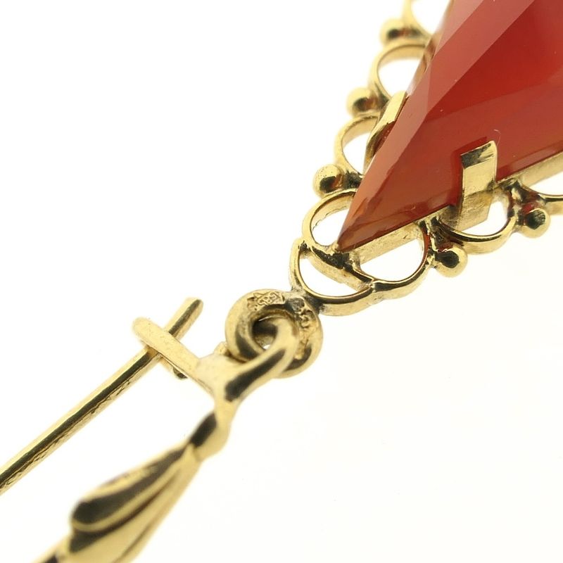 Image 5 of Vintage gold stud earrings with carnelian