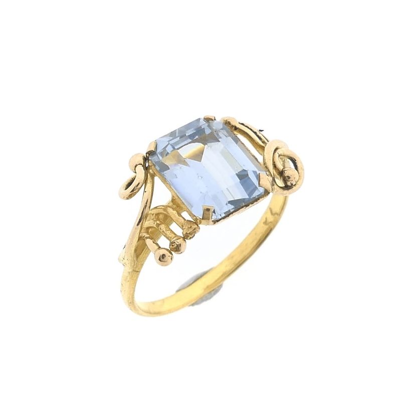 Image 1 of Gold ring with aquamarine