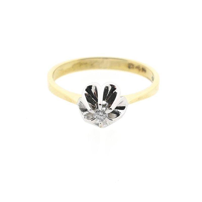 Image 3 of Bicolor gold solitaire ring with diamond; 0.035 ct.