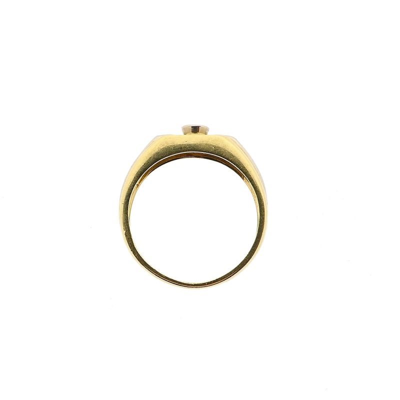 Image 9 of 18 Karat Bicolor Gold Solitaire Ring with Diamond; 0.08 ct.