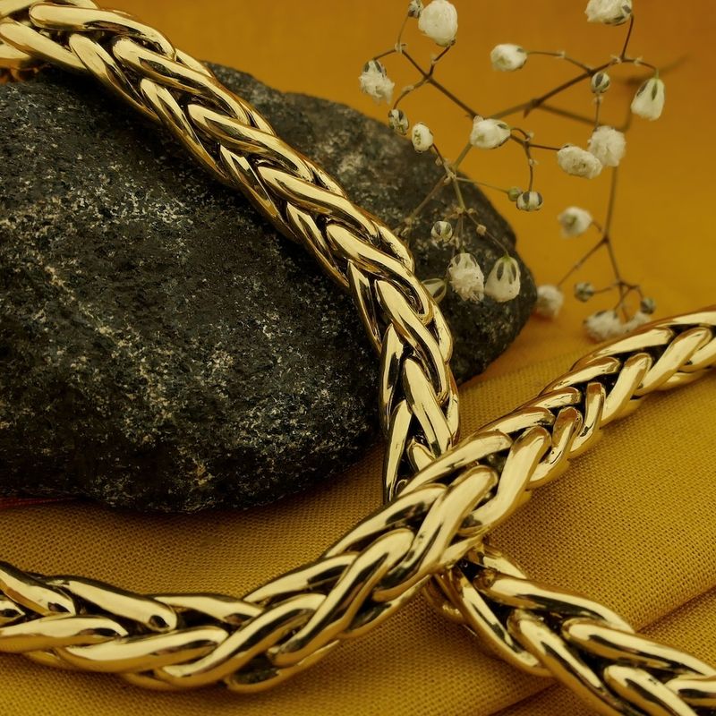 Image 2 of Two-tone gold foxtail link necklace