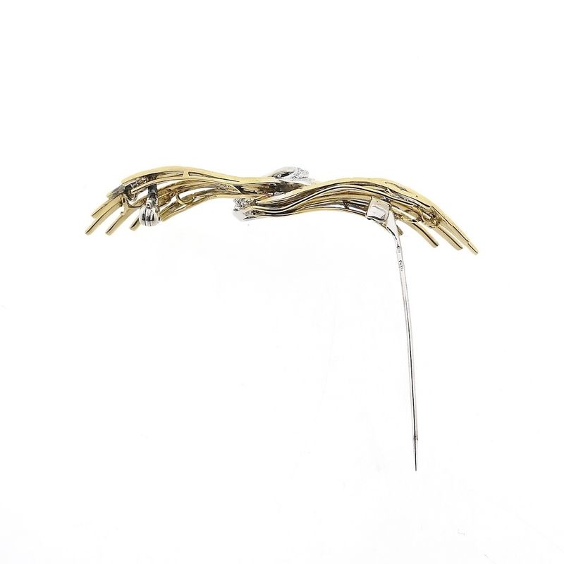 Afbeelding 6 van Bicolor gouden broche met diamanten; 0,60 ct.