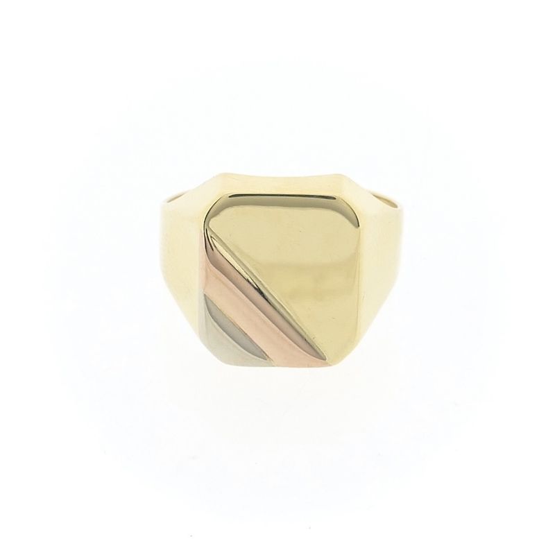 Image 3 of Tricolor gold signet ring; Carnation