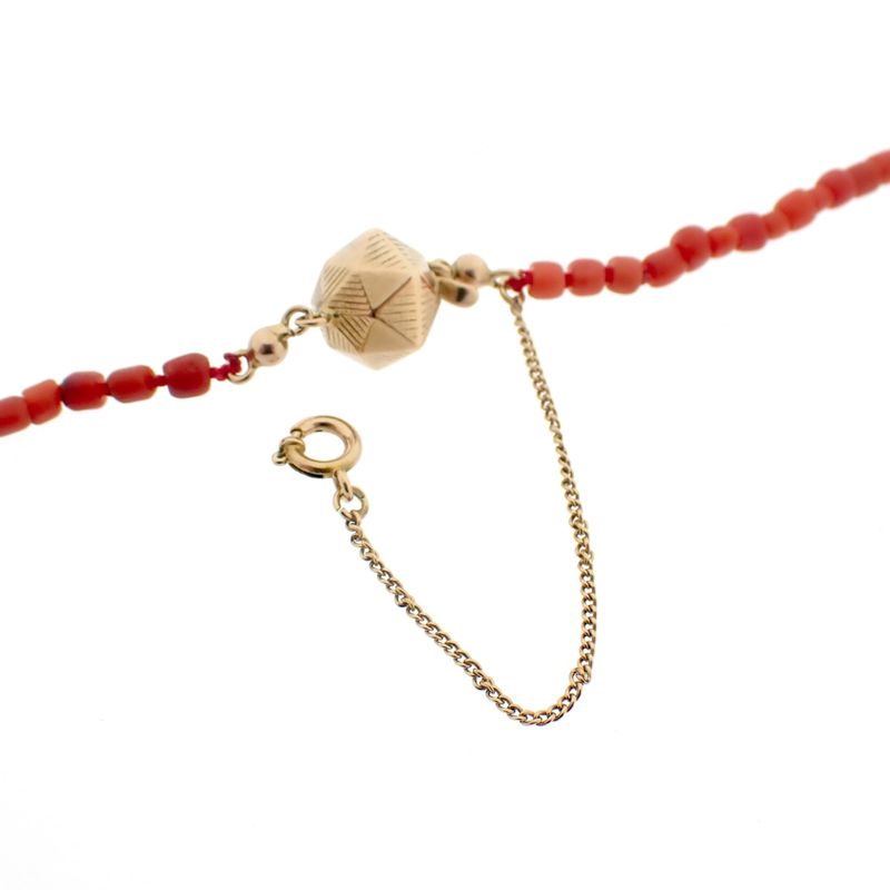 Image 8 of Vintage/antique red coral bead necklace with gold clasp | 81 cm