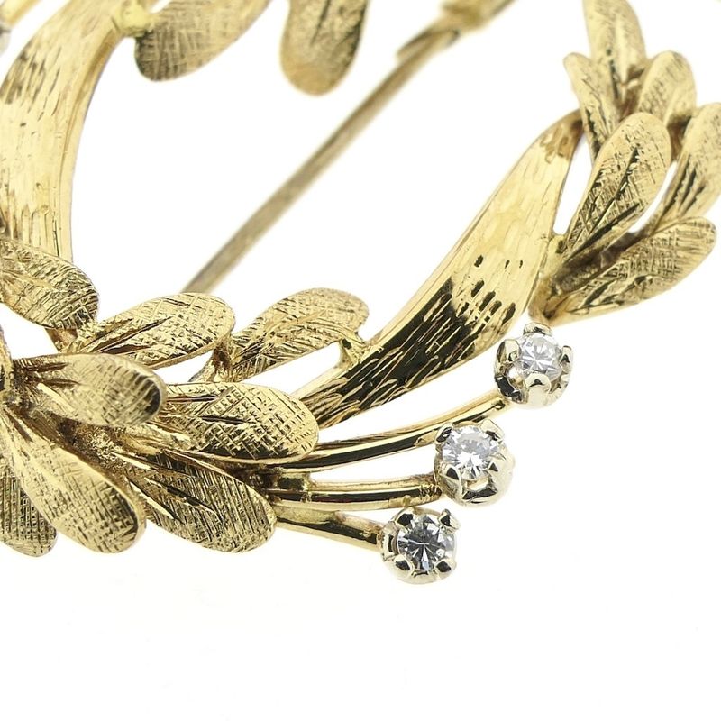 Image 10 of Vintage gold fantasy brooch with diamond 0.21 ct.