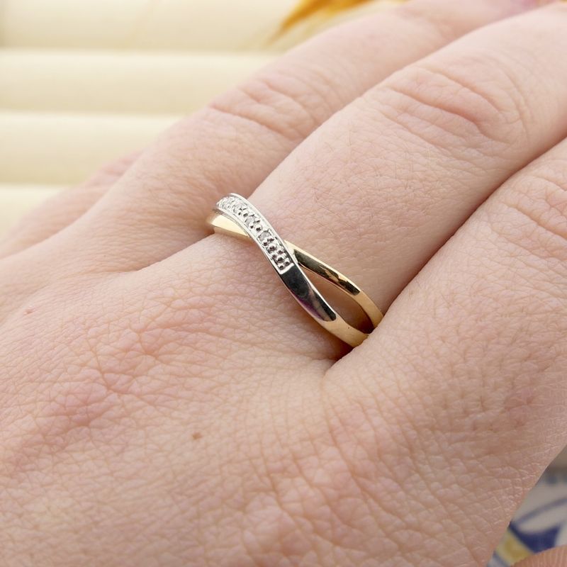 Image 4 of Two-tone gold ring with diamond | 0.02 ct.