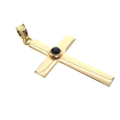 Gold cross pendant with sapphire Image 2 of Gold cross pendant with sapphire