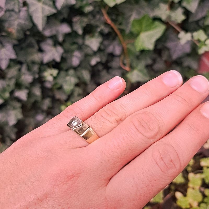 Image 4 of Two-tone gold men's ring with diamond; 0.18 ct.