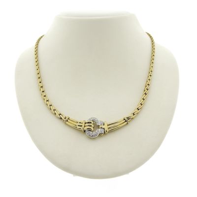 Two-tone gold necklace with 0.26 ct diamond pendant. Image 1 of Two-tone gold necklace with 0.26 ct diamond pendant.