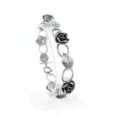 Image 1 of Vintage silver bracelet with roses