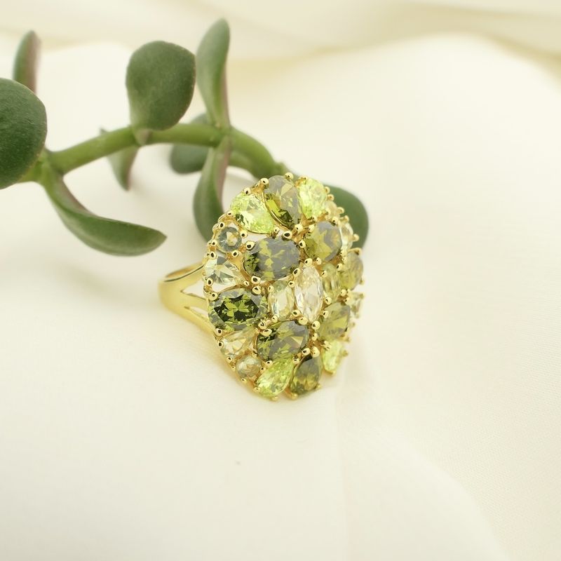 Image 8 of Silver entourage ring with zirconia; Gold plated