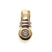 Two-tone gold solitaire pendant with 0.10 ct diamond.