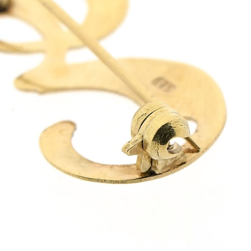 Image 8 of Gold letter brooch; letter E