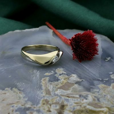 Image 2 of Two-tone gold solitaire ring with diamond