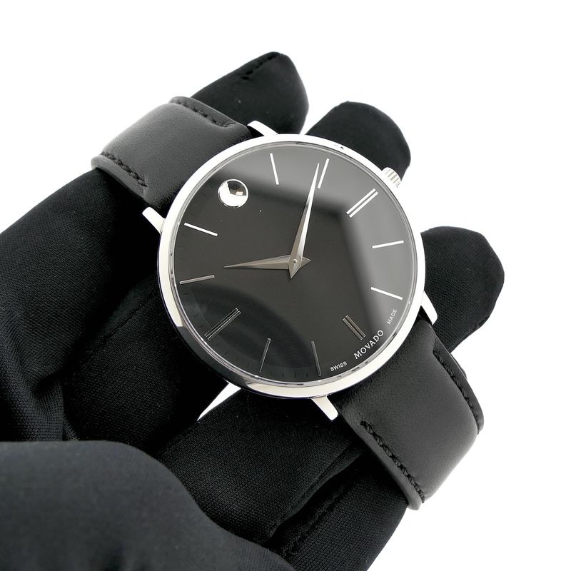 Image 5 of Movado Ulta Slim; Steel men's designer watch with gray dial; 0607086